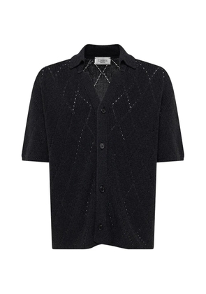 Laneus cotton short-sleeve cardigan - Black