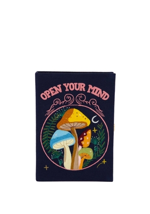 Olympia Le-Tan mini mushroom-embroidered book clutch - Blue