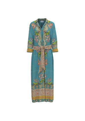 Pierre-Louis Mascia Aloe floral-print maxi shirt dress - Blue