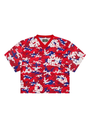 Denim Tears camouflage wreath mesh T-shirt - Red