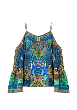 Camilla drop-shoulder printed top - Blue