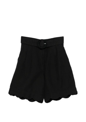 SCARLETT POPPIES Basica scalloped-trim shorts - Black