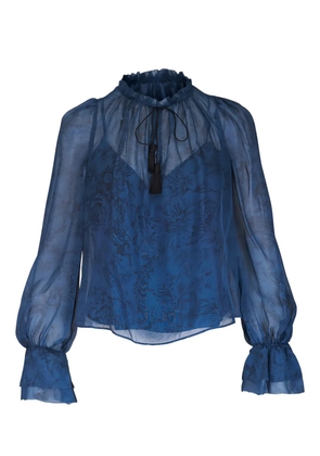 Veronica Beard Maxime ruffled-neck blouse - Blue