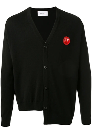 Ports V logo patch asymmetrical cardigan - Black
