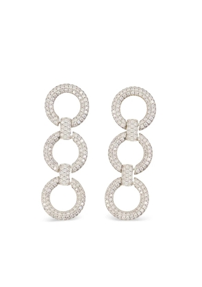 Self-Portrait crystal-embellished circle-link earrings - Silver