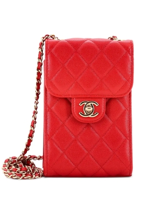 CHANEL Pre-Owned CC Flap Phone Holder Crossbody Bag Quilted Caviar clutch bag - Red