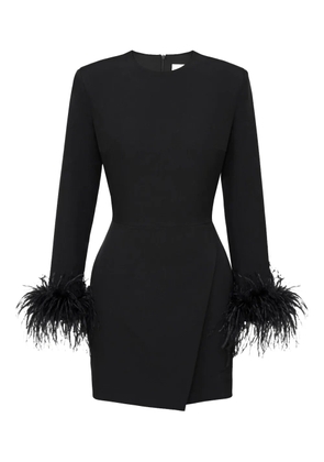 POST MERIDIEM wrap feather-sleeve mini dress - Black