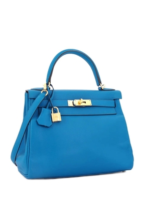 Hermès Pre-Owned Kelly Handbag Blue Evercolor with Gold Hardware 28 satchel
