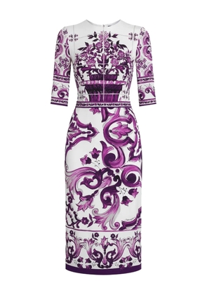 Dolce & Gabbana Maiolica-print midi dress - White