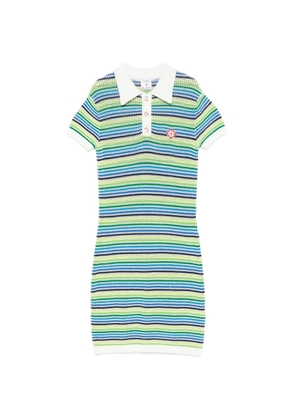 Casablanca striped-pattern logo-embroidery mini dress - Green