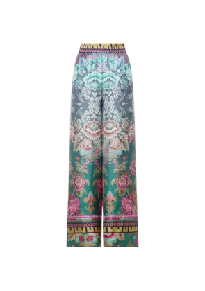Pierre-Louis Mascia Aloe wide-leg floral trousers - Blue