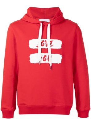 Ports V logo-print drawstring hoodie - Red