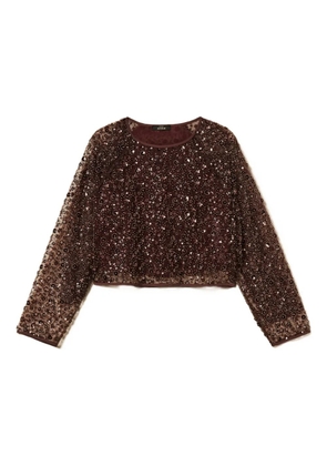 TWINSET sequin-embellished tulle blouse - Brown