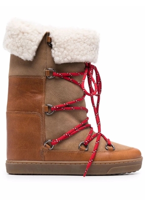 ISABEL MARANT shearling-trim lace-up boots - Brown