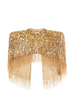 Jenny Packham Ellen mock-neck beaded top - Gold