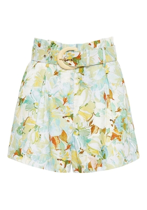 Cara Cara floral-print belted shorts - Blue