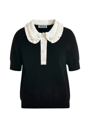 Essentiel Antwerp Jewelry ruffled beaded polo shirt - Black