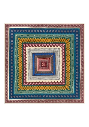 Bimba y Lola patterned-border square scarf - Blue