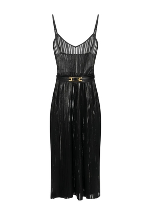 Elisabetta Franchi laminated ribbed midi dress - Black