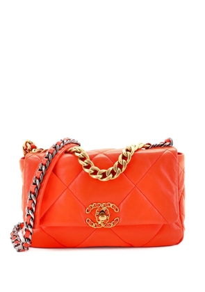 CHANEL Pre-Owned 19 Flap Bag Quilted Leather Medium crossbody bag - Orange
