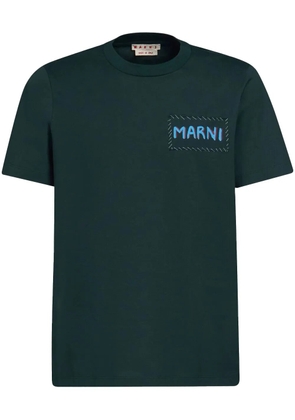 Marni logo-patch cotton T-shirt - Blue