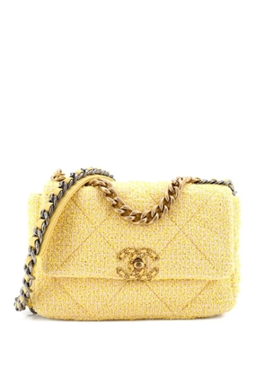 CHANEL Pre-Owned 19 Flap Bag Quilted Tweed Medium crossbody bag - Yellow