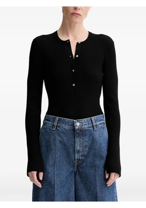 Filippa K Henley ribbed-knit sweater - Black