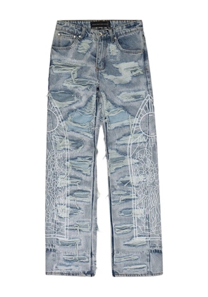 Who Decides War distressed straight-fit jeans - Blue