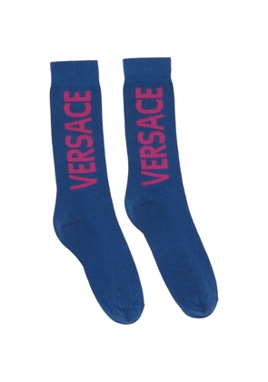 Versace vertical logo socks - Blue
