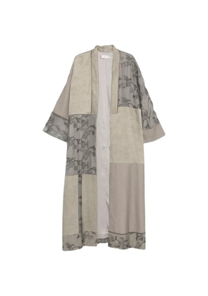 Hui Hui floral-embroidery panelled coat - Neutrals