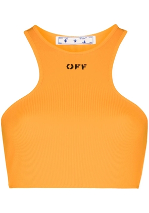 Off-White logo-print cropped tank top - Orange