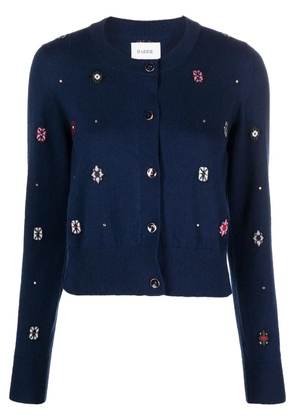 Barrie intarsia-knit round-neck cardigan - Blue