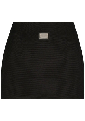 Dolce & Gabbana logo-plaque high-waisted miniskirt - Black