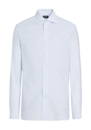 Zegna micro-checked cotton shirt - Blue