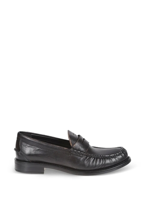 Prada slip-on topstitching leather loafers - Brown