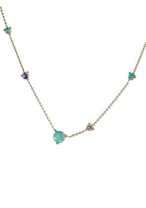 WWAKE 14kt yellow gold linear chain gemstone necklace