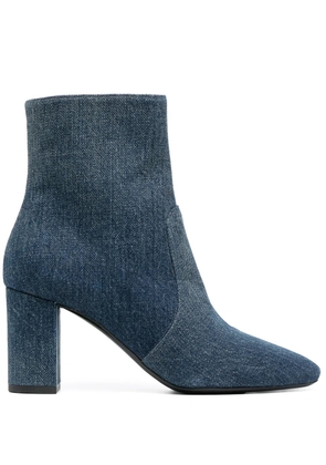 Saint Laurent Lou 75mm denim ankle boots - Blue