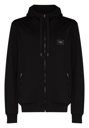 Dolce & Gabbana logo-tag zip-up hoodie - Black