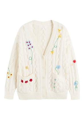 Chinti & Parker floral-embroidered cardigan - Neutrals