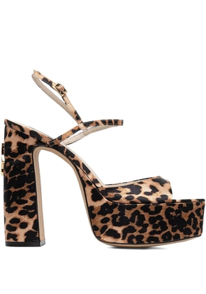 NAKED WOLFE 130mm Fire leopard-print platform sandals - Black
