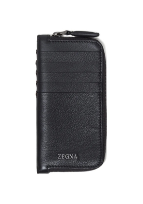 Zegna leather card case - Blue