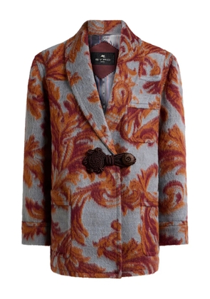 ETRO jacquard-pattern toggle coat - Blue