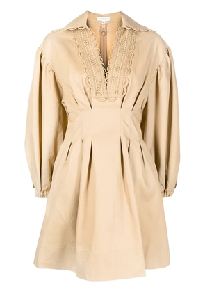 Oroton loop-detail mini dress - Brown