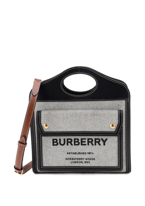 Burberry Pre-Owned Logo Pocket Tote Canvas with Leather Mini crossbody bag - Black