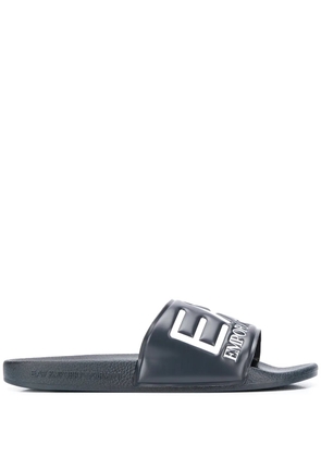 Ea7 Emporio Armani logo embossed slides - Blue