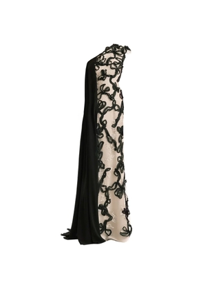 Gemy Maalouf one-shoulder 3D embroidered dress - Neutrals