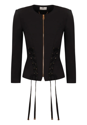 Elisabetta Franchi crêpe lace-up jacket - Black