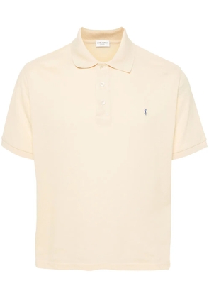 Saint Laurent Cassandre-embroidered polo shirt - Yellow