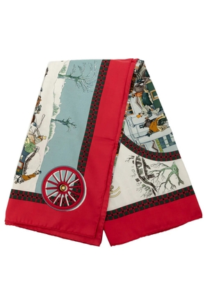 Hermès Pre-Owned 1986-1998 L Hiver En Poste Silk Scarf 90 scarves - Red