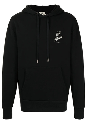 CAFÉ KITSUNÉ Café Kitsuné print drawstring hoodie - Black